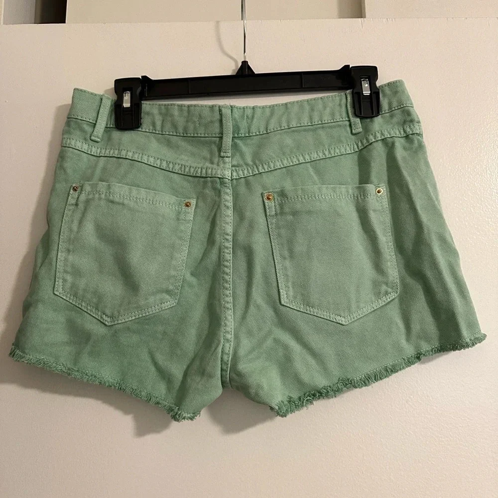 Stradivarius Green Jean Shorts Size 6